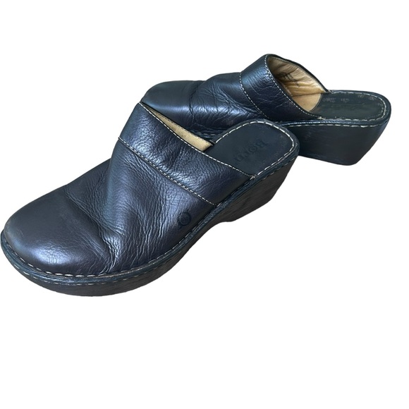 BORN Black Leather Clog/Mule Wedge Shoes Women’s Size 10 - Picture 10 of 10